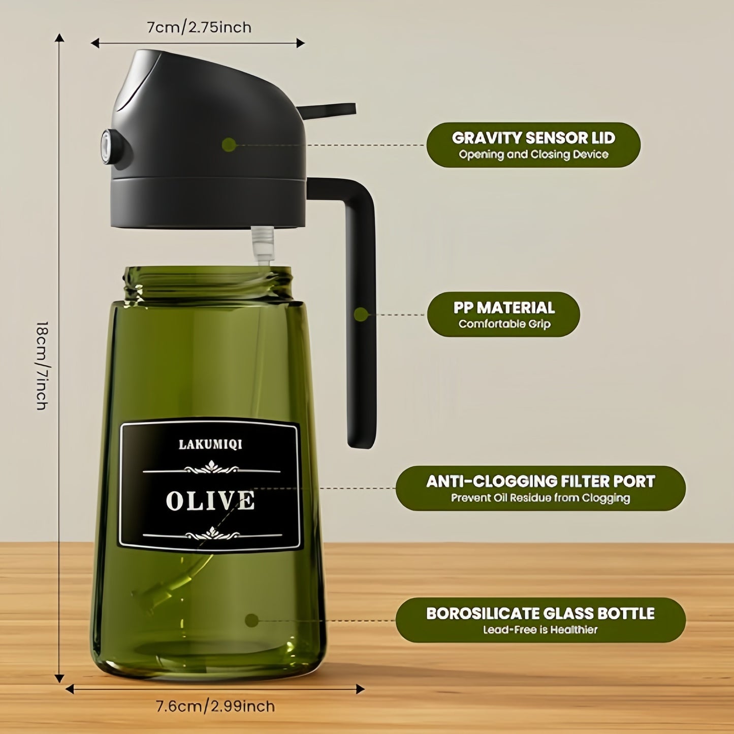 Karylona™ Olive Oil Dispenser | Sprayer for Cooking 2 in 1- Spray and Pour