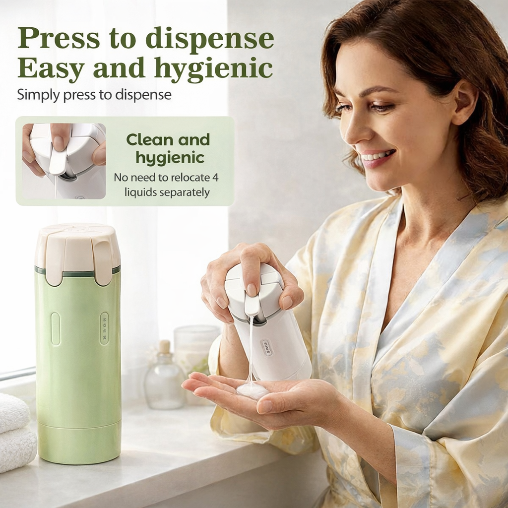 Karylona™ 4-in-1 Emulsion Dispenser Bottle | Travel Bottle, Minimalist with Labels