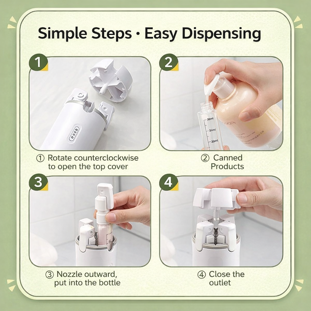 Karylona™ 4-in-1 Emulsion Dispenser Bottle | Travel Bottle, Minimalist with Labels