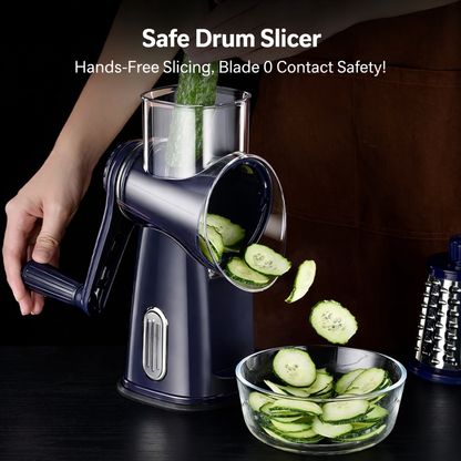 Karylona™ 5-in-1 Rotary Cheese Grater & Vegetable Slicer Stainless Steel