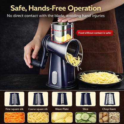 Karylona™ 5-in-1 Rotary Cheese Grater & Vegetable Slicer Stainless Steel