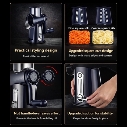 Karylona™ 5-in-1 Rotary Cheese Grater & Vegetable Slicer Stainless Steel
