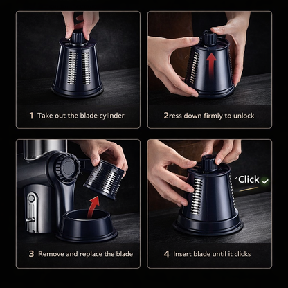 Karylona™ 5-in-1 Rotary Cheese Grater & Vegetable Slicer Stainless Steel