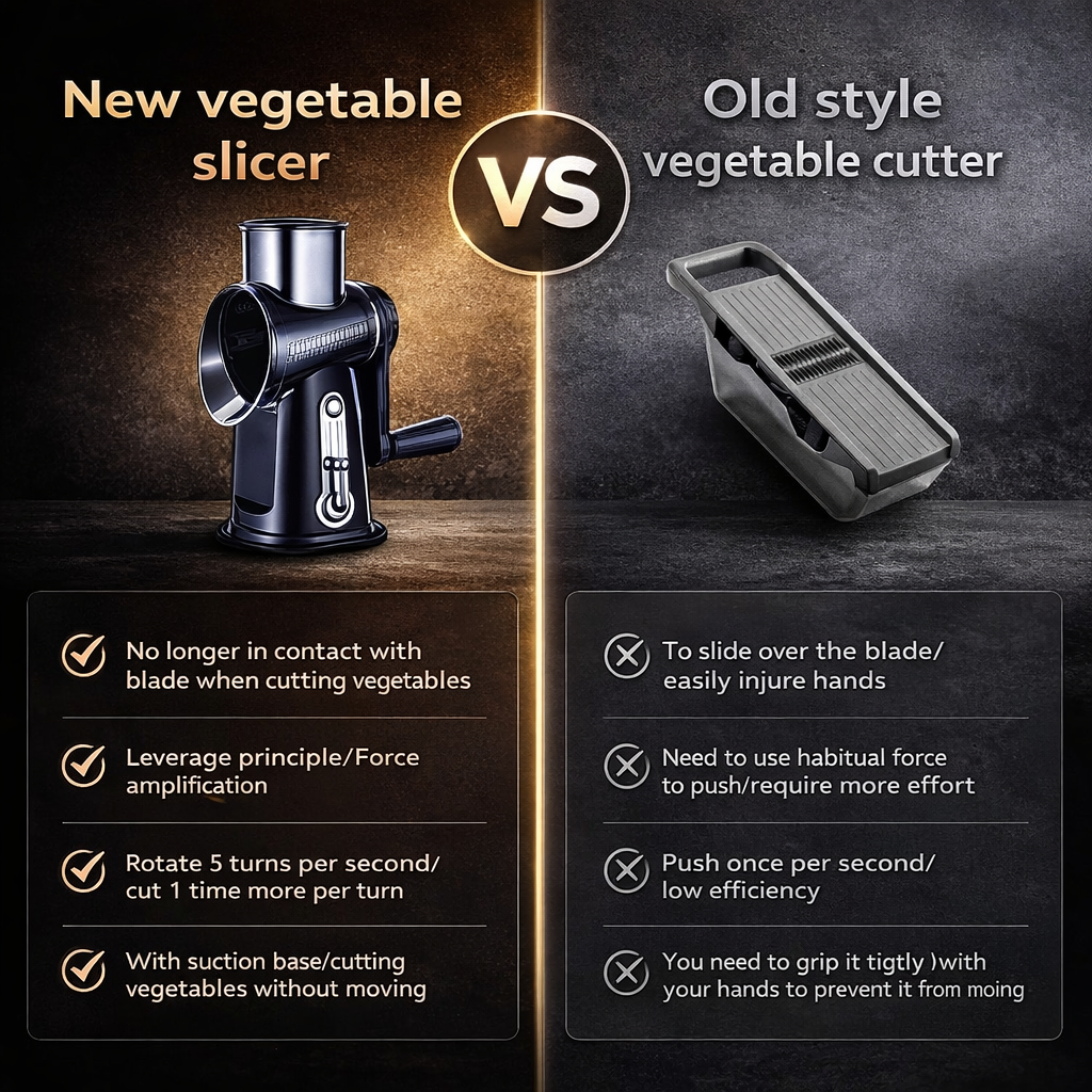 Karylona™ 5-in-1 Rotary Cheese Grater & Vegetable Slicer Stainless Steel