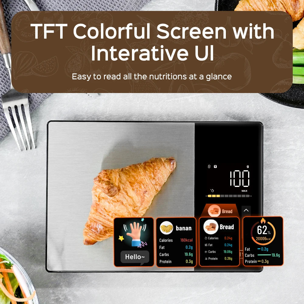 Karylona™ AI Smart Food Scale with App – Calorie & Macro Tracking, 1 g Precision