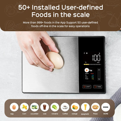 Karylona™ AI Smart Food Scale with App – Calorie & Macro Tracking, 1 g Precision